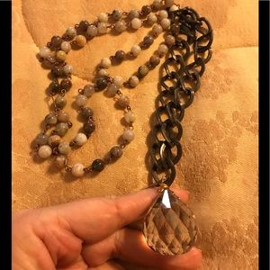 Handmade bronze/stone necklace with crystal.